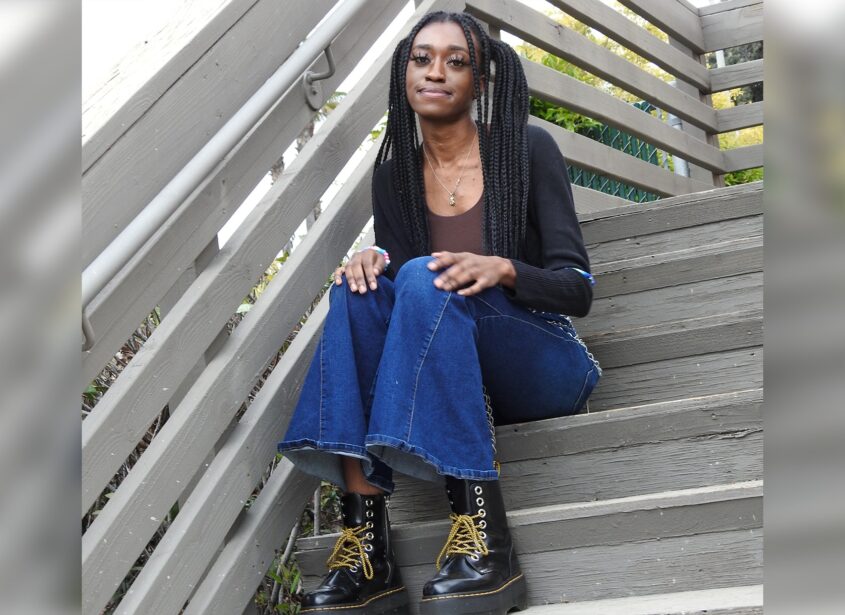 Scripps - Student Kushnerniva Laurent on stairs